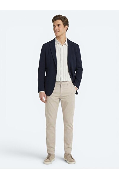Kip Navy Blue Striped Comfort Fit Jacket