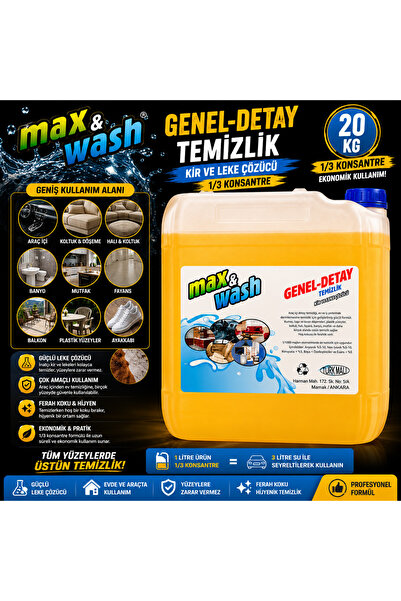 Max&Wash 20 KG Genel Detay Temizleyici | 1/3 Konsantre Çok Amaçlı Araç İçi ve...