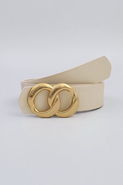 Milleniva Infinity Gold Buckle Ecru Women's Belt 3.5 cm
