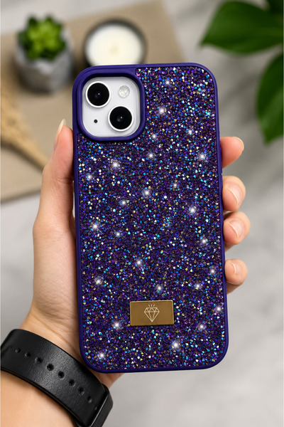 Go Aksesuar Iphone 13 - 14 ve 15 Uyumlu ELMASTasarımlı Taşlı Işıltılı Parlak ...