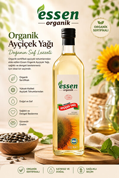 Essen Organik Organik Ayçiçek Yağı 1 Lt