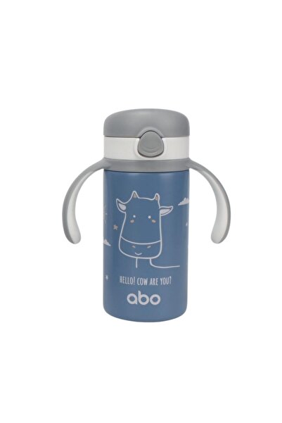 ABO Παγούρι θερμός 280 ml με χερούλι και καλαμάκι abottle HELLO! COW ARE YOU?