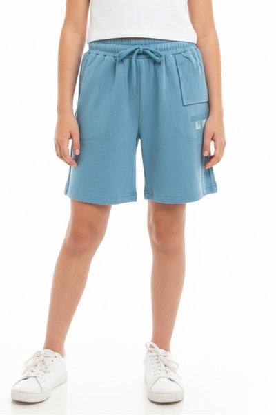 Toontoy Girl's Printed Basic Shorts with Elastic Waist - Pocket Detail