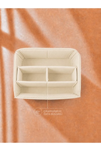 MARJİNAL W CLUB Removable Single Medium Compartment Bolmeli Canta Ici Organizer Cream Color Dimensions: 28 X 15 X 12 (Length X Height X Width)