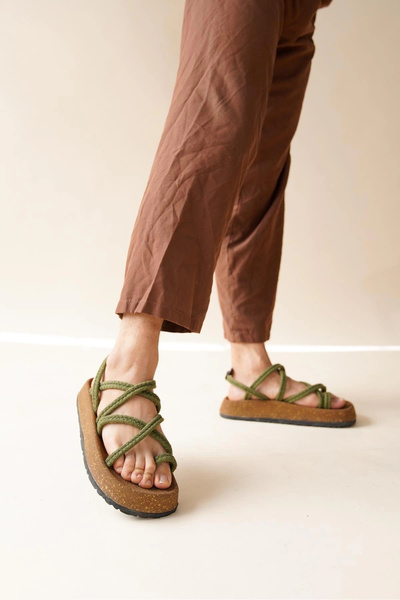 by selvi Lukka Shoes صندل رجالي من حبل القطن الطبيعي من إنريكو كاكي