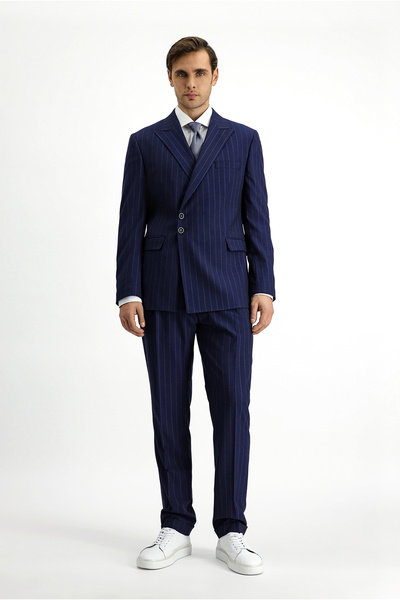 Kiğılı 7 Drop Slim Fit Slim Fit Striped Italian Cut K Double-Breasted Suit