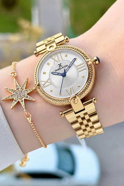 Daniel Klein Gold Renk 32 Mm Kadın Kol Saati ve Bileklik