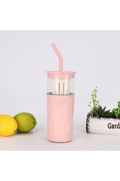 Tohana H2o 5'i 1 Yerde Çelik Pipetli Cam Detox Kupa Temizleyici Hediyeli 650 ML