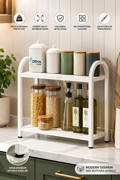 DEHALİMİTED Banyo Mutfak Toparlayıcı Düzenleyici Organizer Baharatlık 2 Katlı...
