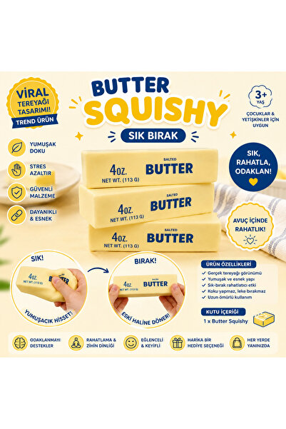 TİVENS Butter Squishy Tereyağı Tasarımlı Viral Sıkılabilir Stres Oyuncağı – Y...