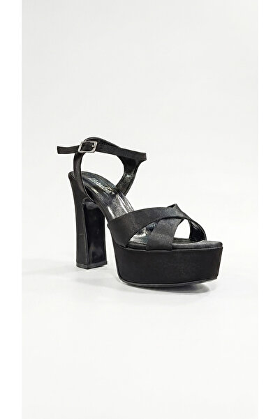 Ustalar Ayakkabı Çanta Pantofi cu toc pentru femei din satin negru 634.2206