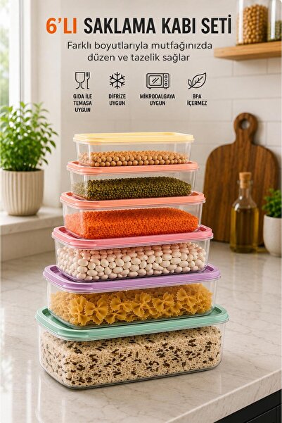 Tercih Home 6-Piece Multi-Color Storage Container Colorful Multi-Purpose Deep...