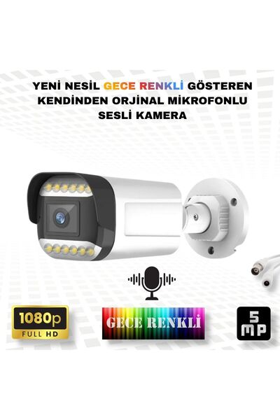 qromax Gece Renkli Sesli FullHD 5Mp Lensli 12 Warm Ledli Güvenlik Kamerası 312WS
