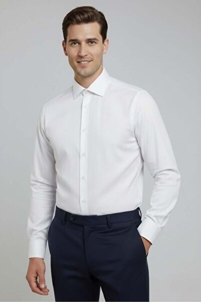 Uki BEYAZ Slim Fit Uzun Kol Gömlek