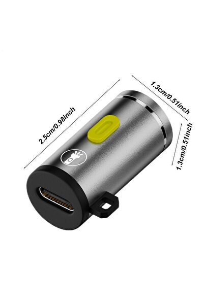 Choice Silver Type-C LED Handheld Strong Light Pocket Keychain Flashlight Min...