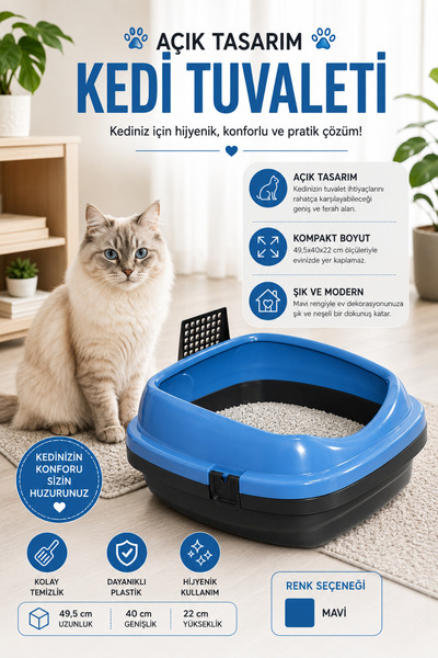 Yıldızhane Kedi Kumu Kabı Kum Sıçrama Emniyetli Izgaralı Kürek Hediyeli