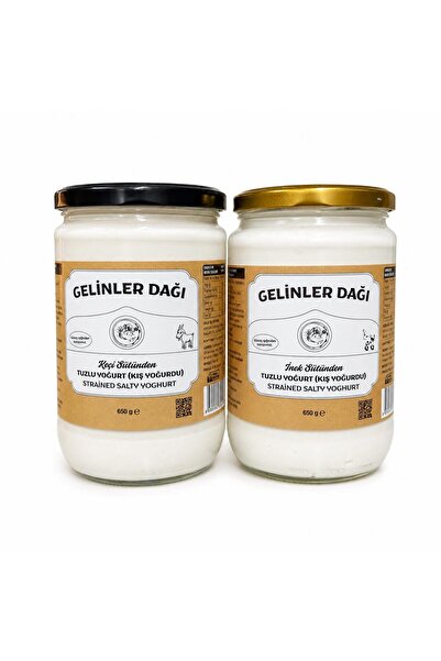 Gelinler Dağı Tuzlu Yoğurt Keçi Sütü 800 gr & Inek Sütü 800 gr (2 KAVANOZ)