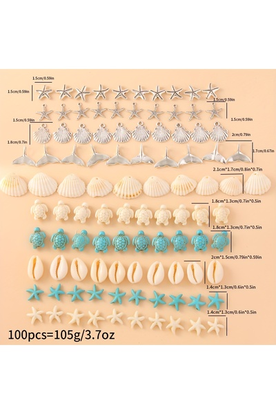 Choice MULTI 100 PCs ocean dreamy style synthetic turquoise sea turtle starfi...