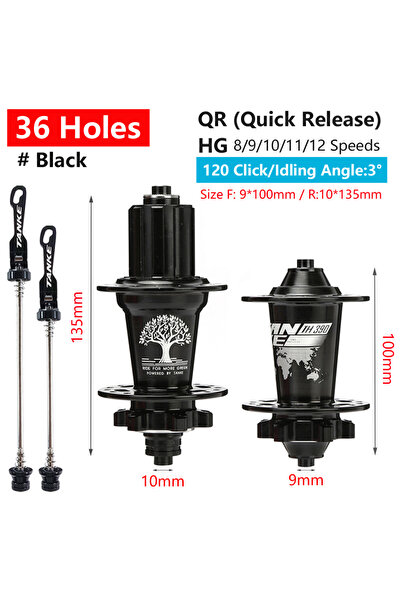 Choice 36H Black QR TANKE 120 Click Hub 6 Bearing MTB Mountain Bike Hub Front...