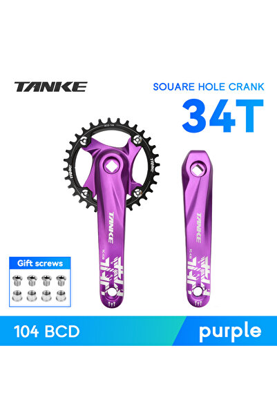 Choice Purple Crank-34T TANKE Bicycle Crank Square Hole Sprocket 104BCD 170mm...