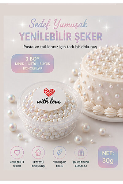 hediyehobihersey İnci Şeker, Yenilebilir Simli Pasta Süsü, Şekerleme, Beyaz P...