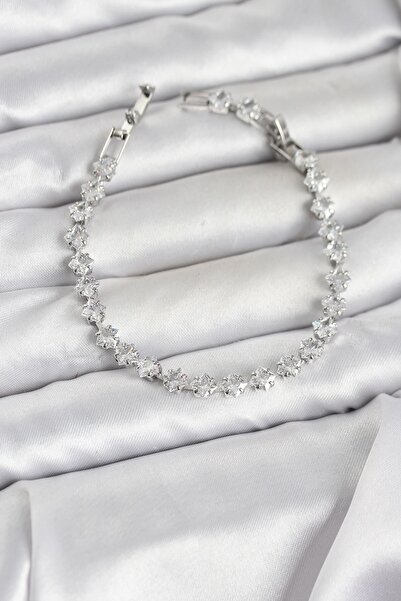 Inure Jewelry Kare Zirkon Taşlı Gümüş Renk Pirinç Su Yolu Kadın Bileklik