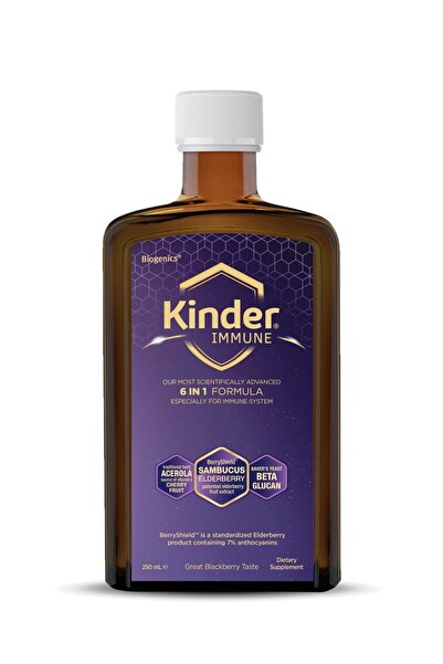 Kinder Immune 250 ml - Kara Mürver Ekstresi, Beta Glukan, Aserola Meyve Ekstr...