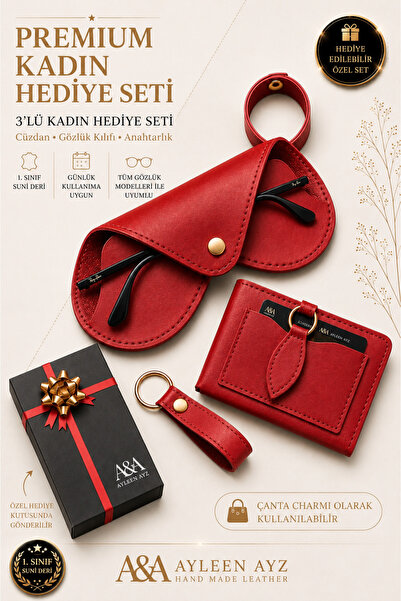 Ayleen Ayz Women's Wallet Set |   Gift Boxed Set of 3 - Leather Wallet, Glass...