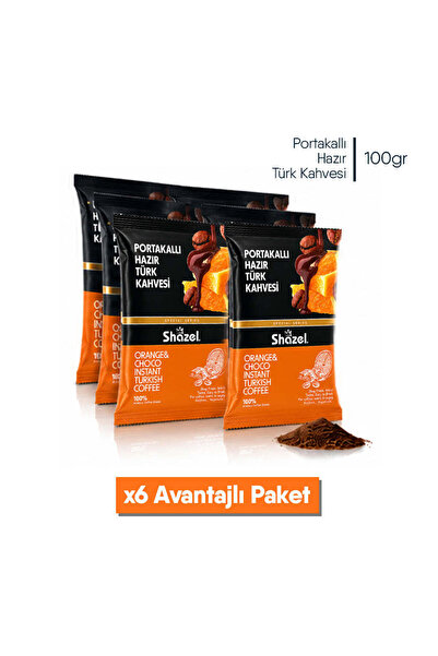 Shazel Portakallı Hazır Türk Kahvesi 100 gr X 6 Adet (AROMALI)