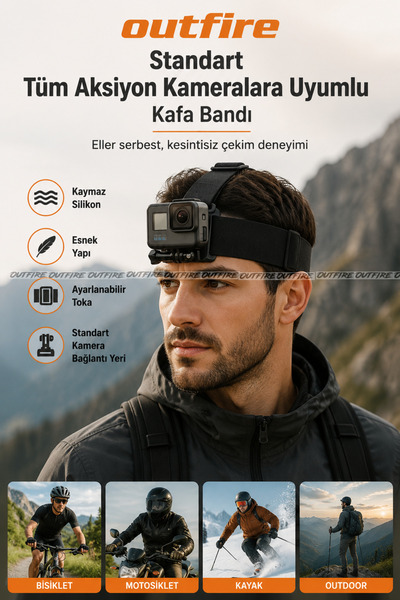 outfire Standart Tüm Aksiyon Kameralara Uyumlu Kafa Bandı