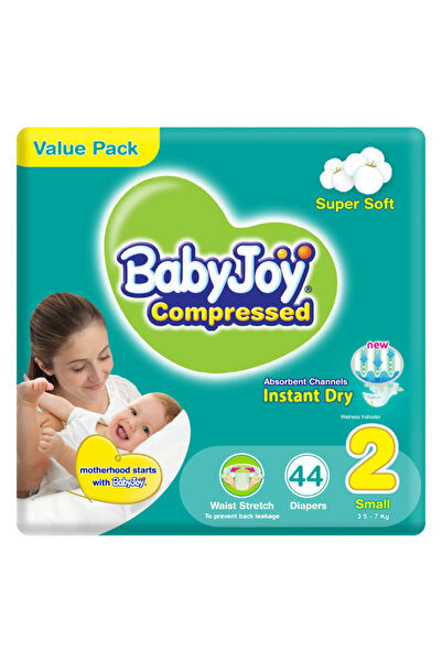BabyJoy حفاضات مضغوطة ماسية عبوة اقتصادية، مقاس صغير، 44 قطعة، 3.5-7 كجم.