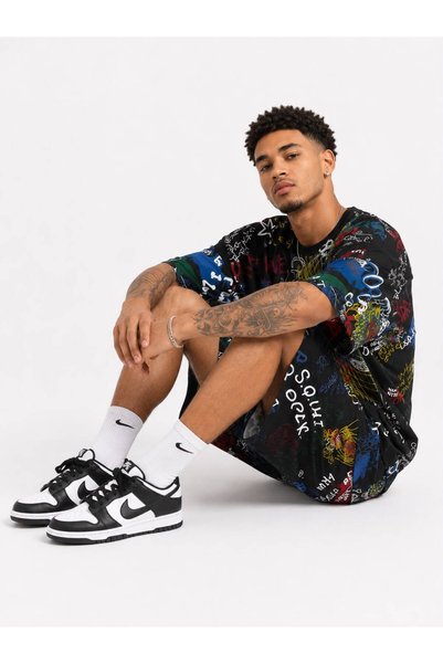 HZR wear Men's Shorts and T-Shirt Set Oversize Graffiti Printed Summer Set of 2