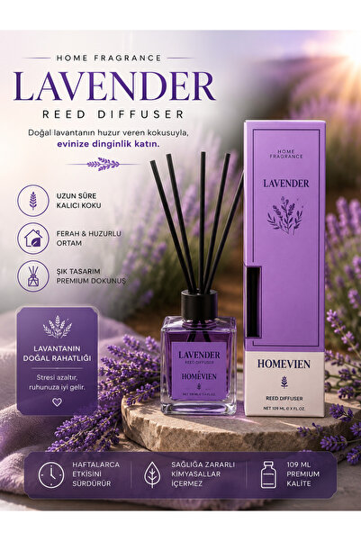 Homevıen Lavender Ferah Lavanta Esanslı Uzun Süre Kalıcı Oda Parfümü 100 Ml
