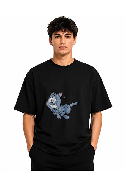 Inscriptie Tricou Unisex Bumbac Premium Casual " Pisicia alerga "