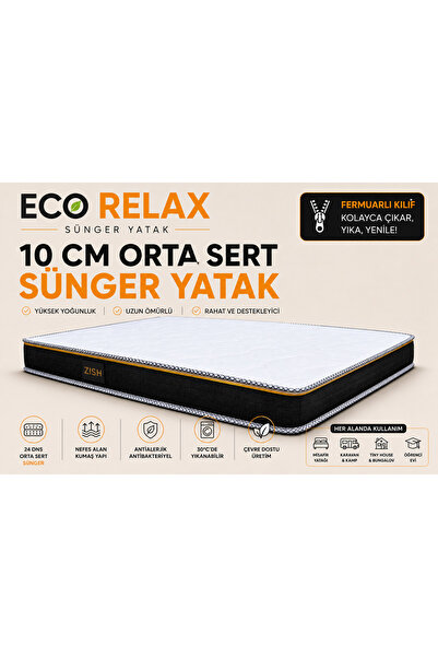 Zishome ECO RELAX 10 cm Sünger Yatak | Yer Yatağı, Misafir Yatağı ve Ranza Uy...