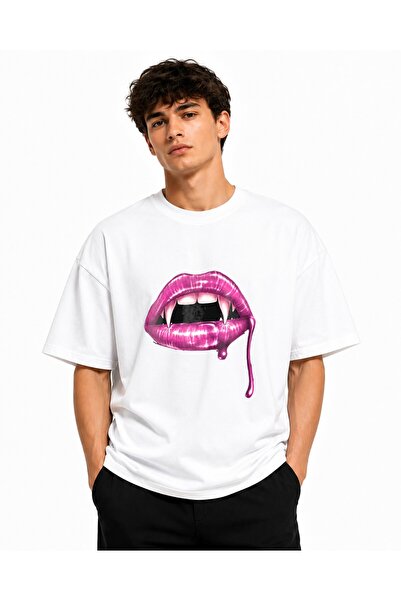 Inscriptie Tricou Unisex Bumbac Premium Casual " Vampire lips "