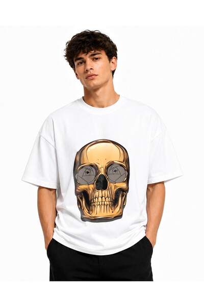Inscriptie Tricou Unisex Bumbac Premium Casual " Skull "
