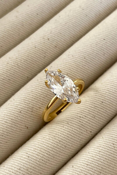 Leo'Stone Zircon Stone Marquise Cut Adjustable Women's Steel Ring