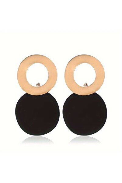 Choice black A Pair of Women's Earrings Wave Pattern Geometric Round Disc Stu...