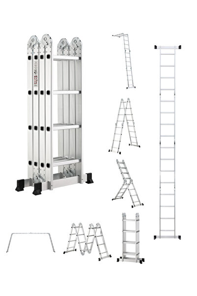 Lawazim Pro7 4.7m Multi-Purpose Foldable Ladder - 16 Step Adjustable Ladder w...