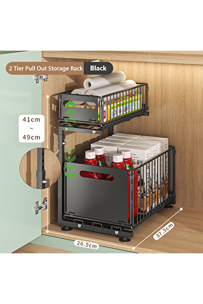 Choice5 2 Tier Pull Out Kitchen Storage Rack Pull Out Cabinet Organizer Slide...