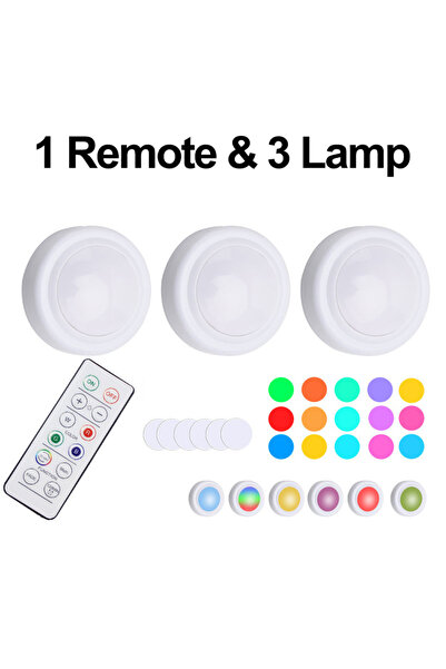 Choice 1 remote 3 lamp RGB Color Under Cabinet Lights Wireless Battery LED Li...