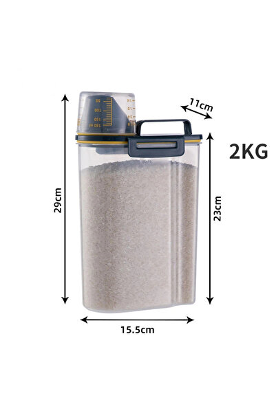 Choice 2KG black 1.5kg/2kg Dog Cat Food Pail Plastic Storage Tank with Measur...