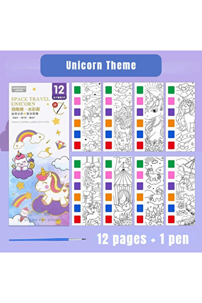 Choice3 Unicorn Kids Portable Watercolor Painting Book Paint With Water Brush...