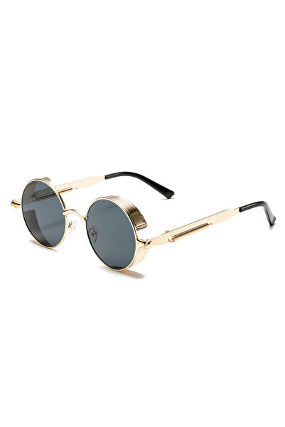 Choice7 as picture shows golden-black KAMMPT Round Punk Sunglasses Men Fashio...
