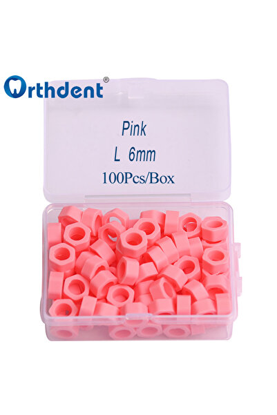 Choice7 Large Pink 100Pcs/box Dental Color Silicone Code Ring Identification ...