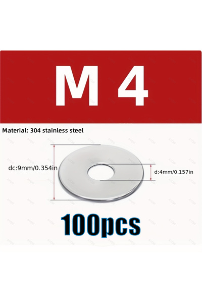 Choice6 M4-100 قطعة 100/80/50 قطعة حلقات مسطحة من الفولاذ المقاوم للصدأ 304 (...