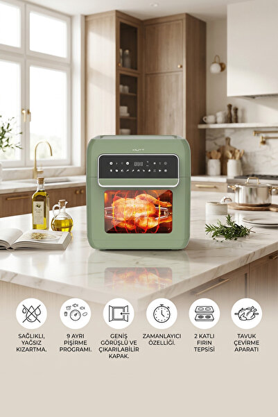 HUTT Oa10 Airfryer Yeşil Fritöz 10 Lt
