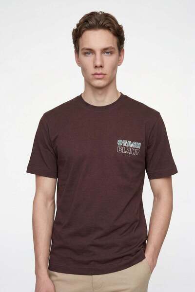 HAKKE Crew Neck Letter Printed Men's T-Shirt