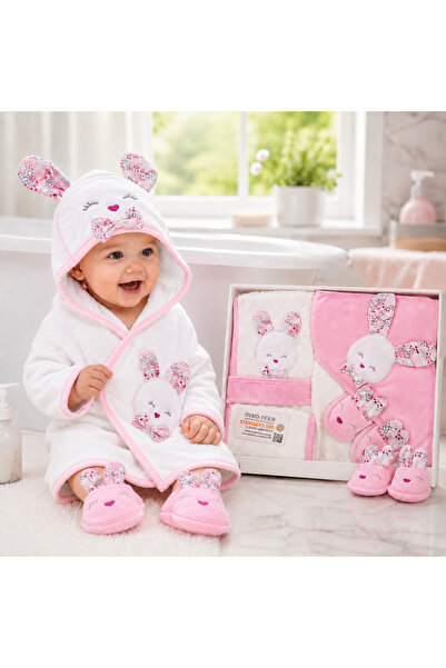 Ens Group Avm 100% Cotton 4-Piece Rabbit Baby Bathrobe Set – Hooded, Boxed Gi...